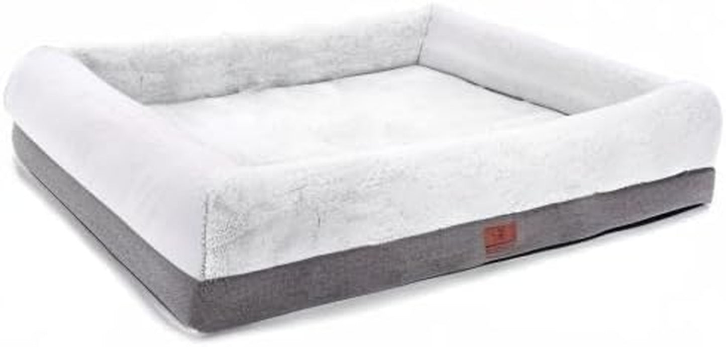 Orthopedic Dog Bed for Medium Dogs, Bolster Sides Dogs Sofa Bed with Removable Washable Cover & Non-Skid Bottom, Soft Pet Bed with Egg Foam Dog Couch for Sleeping, 31 X 25 Inch, Gray