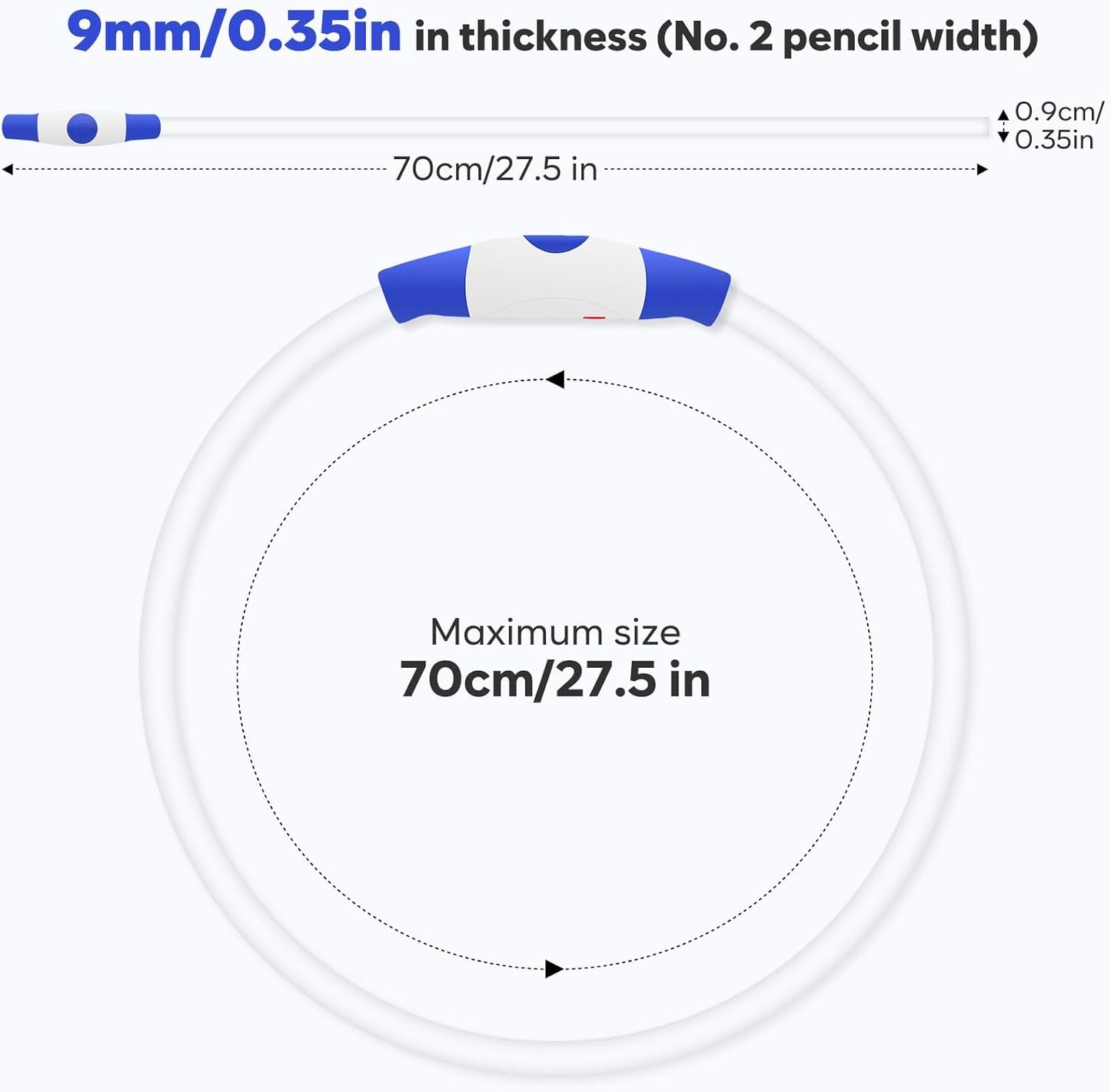 Light up Dog Collar - Waterproof LED Dog Collar Rechargeble, TPU Cuttable Glow in the Dark Safety Dog Lights for Night Walking(Blue)