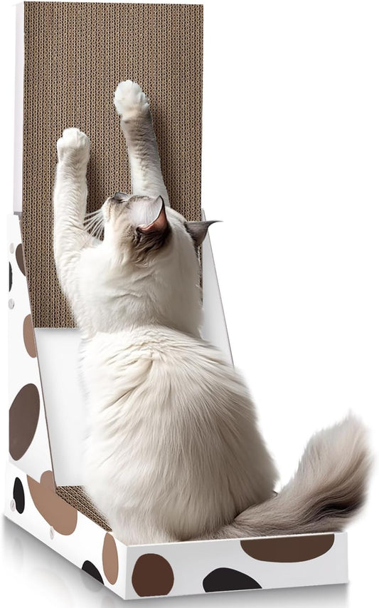 Cat Scratcher L Shape, 25" Cat Scratching Post for Indoor Cats Adults with Cat Scratch Box and Cat Sratching Board, Vertical Wall Cat Scratch Pad Bed