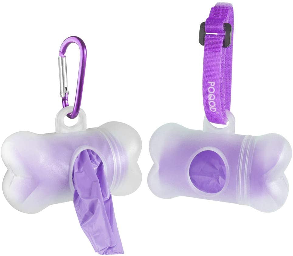 Dog Poop Bags - Leak-Proof Dog Waste Bags, Clean up Pet Poo Bag Refills 9 Rolls /135 Count, (Purple) Includes Free Bone Dispenser and D-Ring Carabiners Clip
