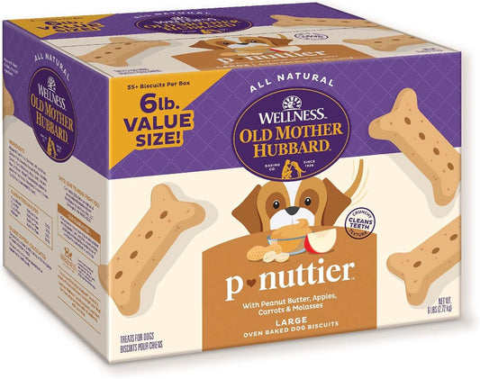 Wellness P-Nuttier Dog Biscuits, Natural, Training Treats, Peanut Butter Flavor, Large Size, (6 Pound Box)