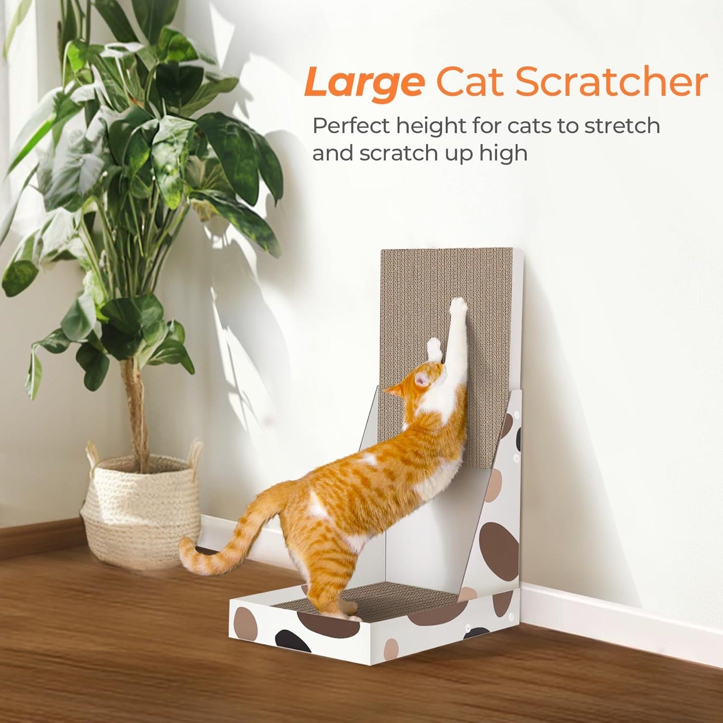 Cat Scratcher L Shape, 25" Cat Scratching Post for Indoor Cats Adults with Cat Scratch Box and Cat Sratching Board, Vertical Wall Cat Scratch Pad Bed