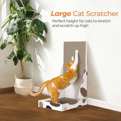 Cat Scratcher L Shape, 25" Cat Scratching Post for Indoor Cats Adults with Cat Scratch Box and Cat Sratching Board, Vertical Wall Cat Scratch Pad Bed