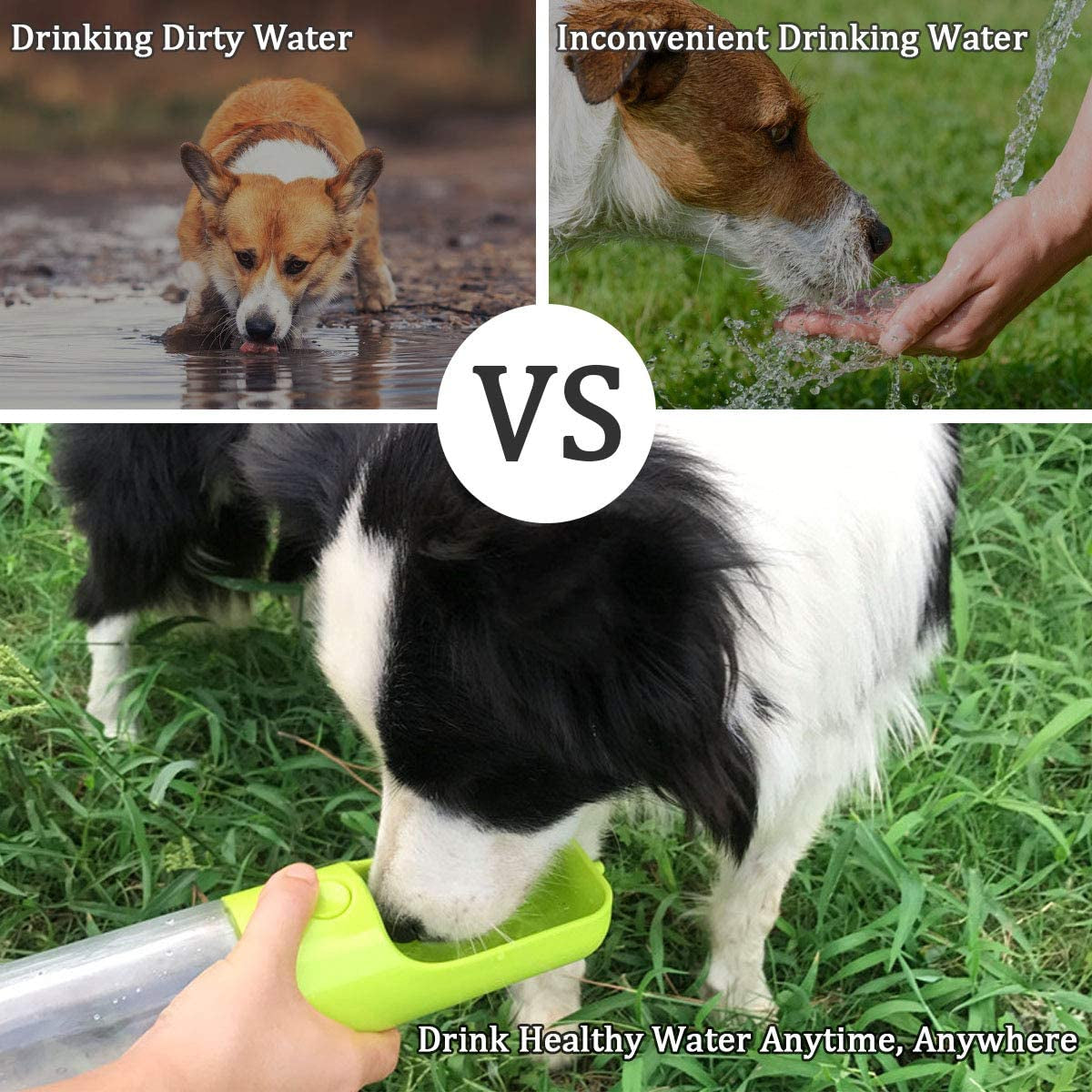 Dog Water Bottle Dispenser,Water Bottle for Dogs,Portable Dog Water Bottles for Walking Travel Pet Doggie Drinking Cup 15Oz (Green)