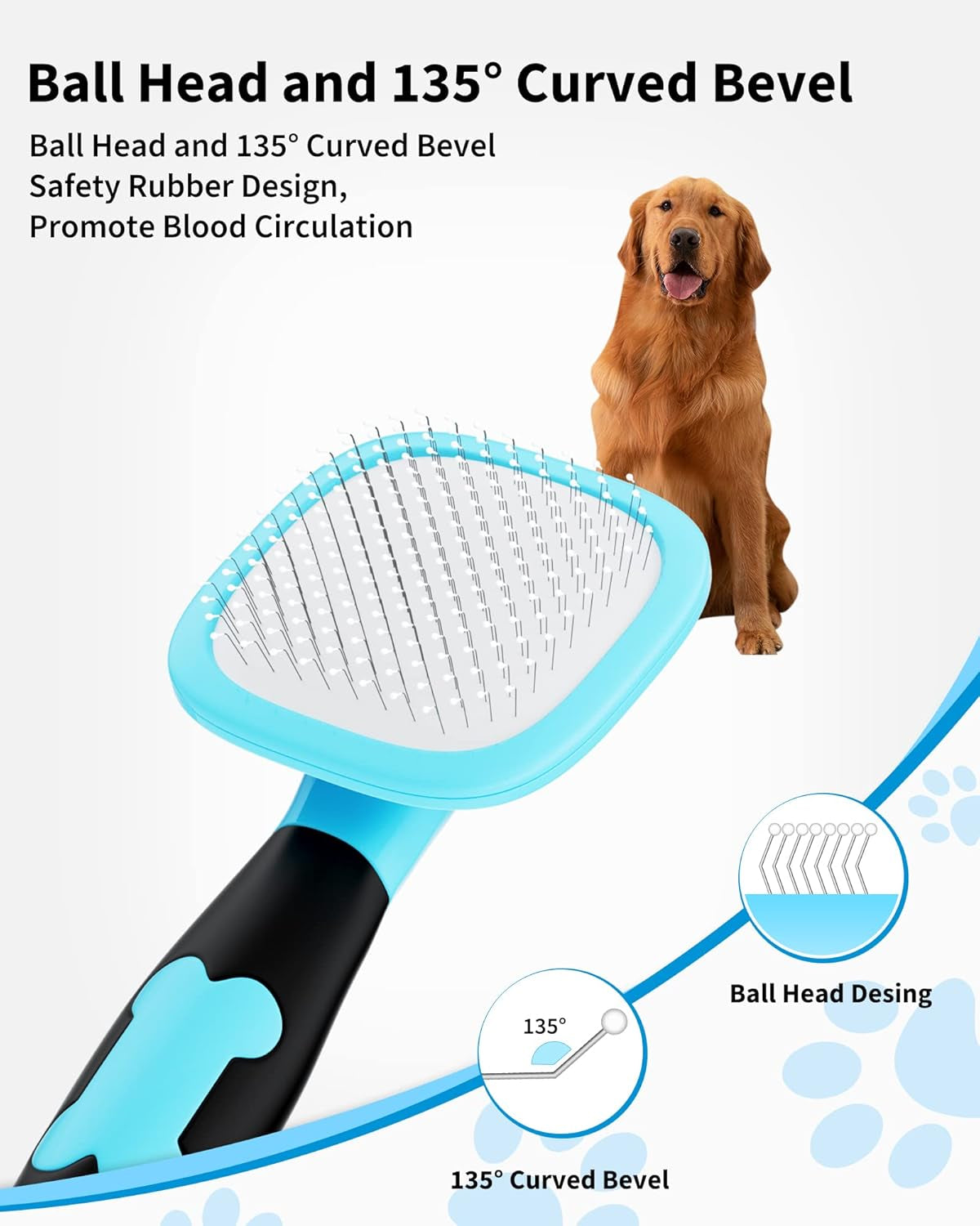 Dog & Cat Grooming Brush - Slicker Shedding Tool (Blue)