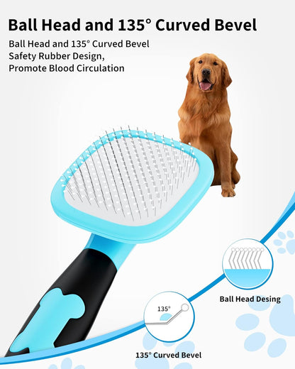 Dog & Cat Grooming Brush - Slicker Shedding Tool (Blue)