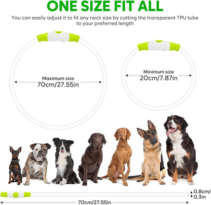 Light up Dog Collars, USB Rechargeable LED Dog Collar, TPU Cuttable Dog Glow Collar, High Visibility Puppy Collar Safety Dog Lights for Night Walking(Green)