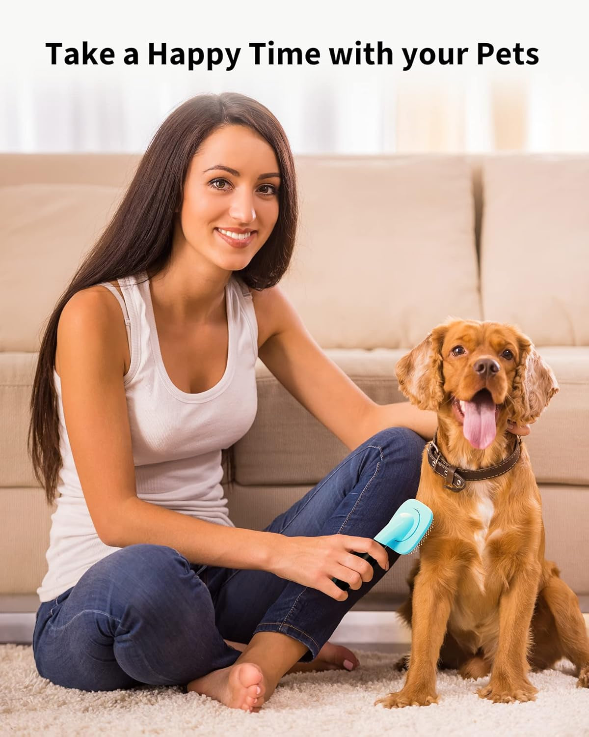 Dog & Cat Grooming Brush - Slicker Shedding Tool (Blue)