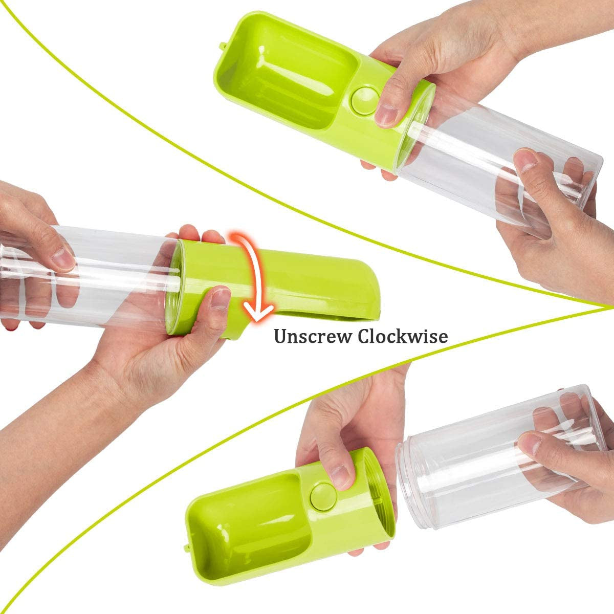 Dog Water Bottle Dispenser,Water Bottle for Dogs,Portable Dog Water Bottles for Walking Travel Pet Doggie Drinking Cup 15Oz (Green)